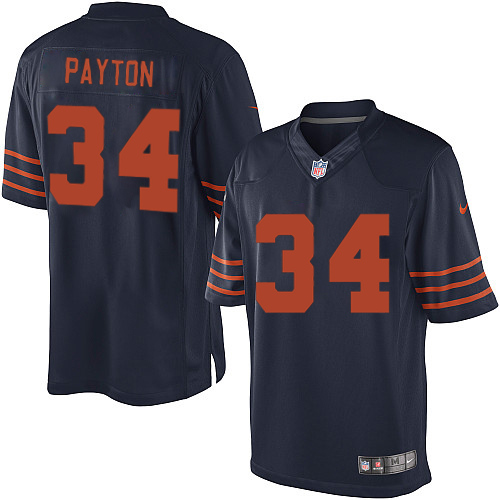 Men's Limited Walter Payton Nike Jersey Navy Blue Alternate - #34 1940s Throwback NFL Chicago Bears